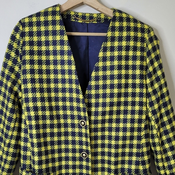 Basler Wool Longline Blazer Classic Preppy Houndstooth Statement Jacket - Picture 4 of 10